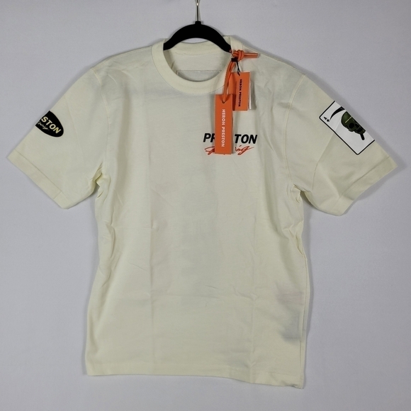 NWT Heron Preston HP Preston Racing Organic Cotton T-Shirt Off-White Size Small - Picture 1 of 14